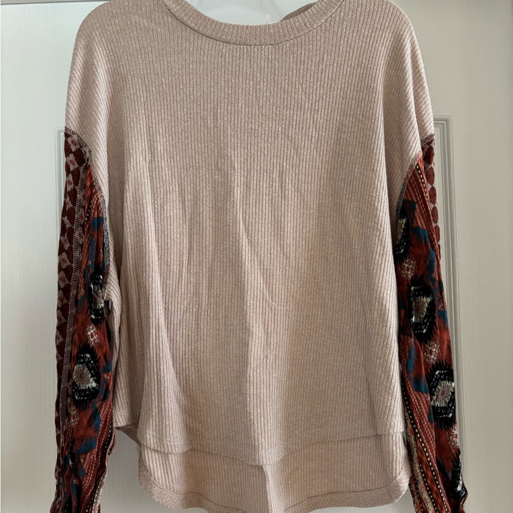 Boho Free People Inspired Blouse with patterned sleeves